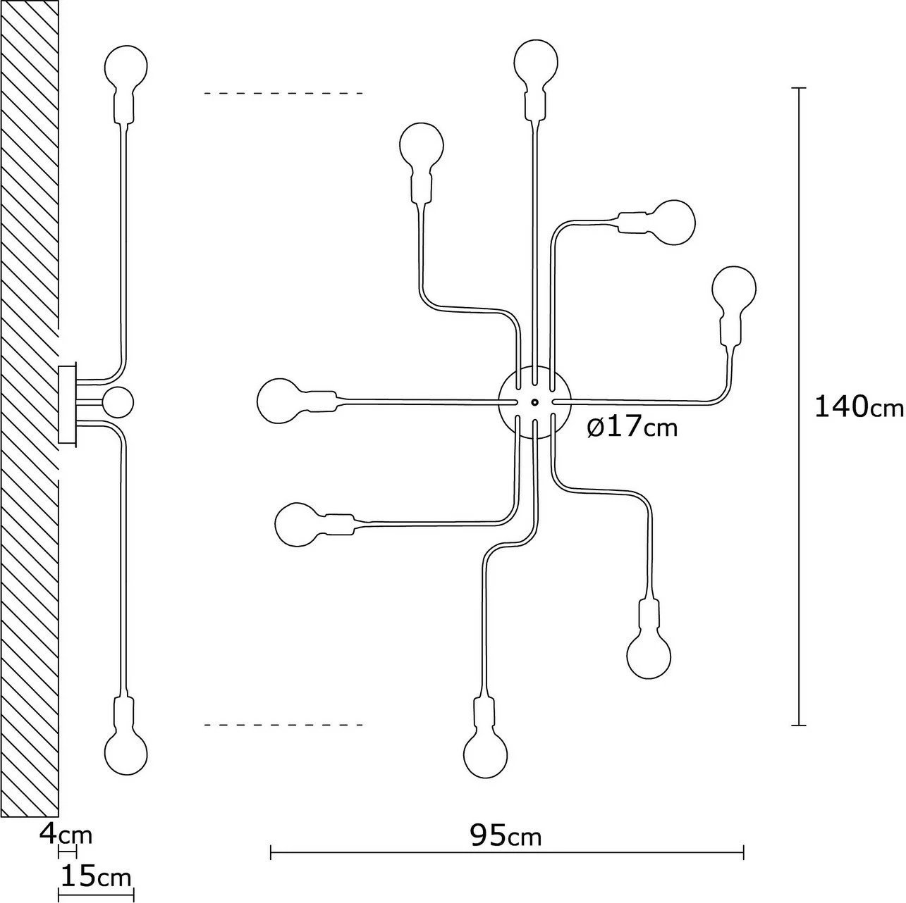 Llambë tavani moderne, ngjyrë e zezë, Truva N-698