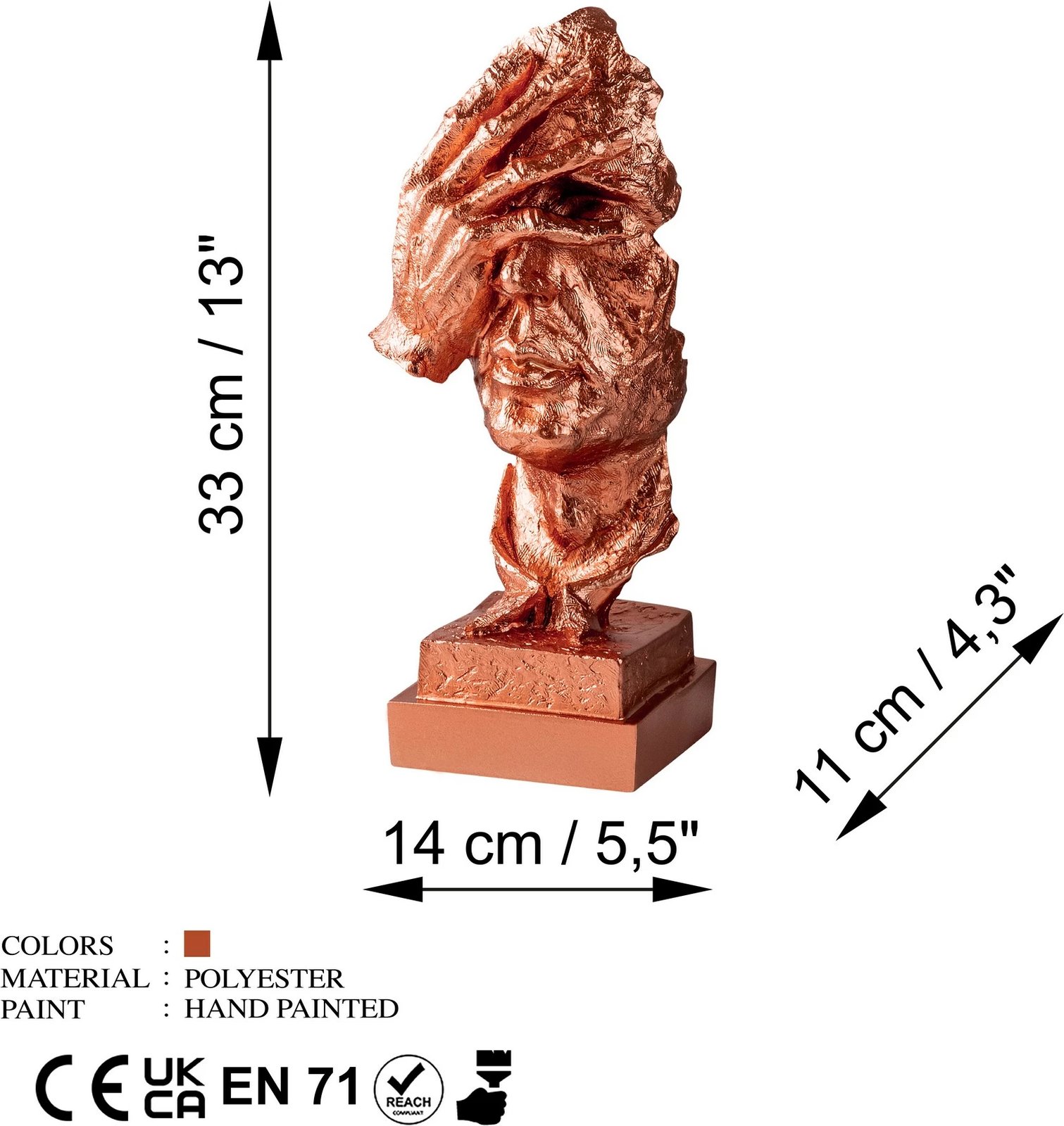 Objekt dekorativ Evila Originals, bakër, Yak-032-A