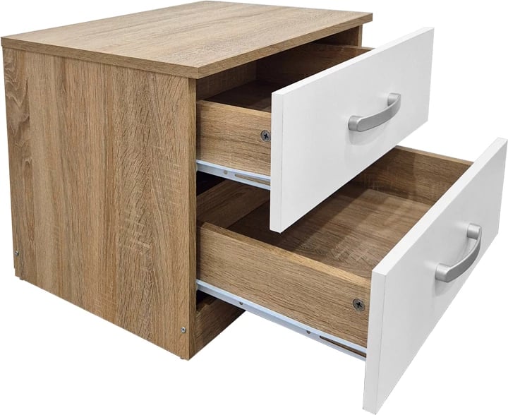 Komodinë anës krevati Athos, ngjyrë sonoma-e bardhë, 48x40x41.5cm