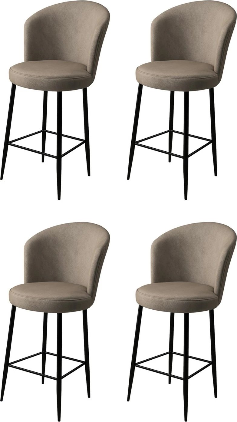 Set karrigesh për bar (4 copë), Hanah Home, Alte, kapuçino, e zezë