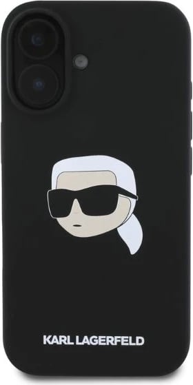 Mbështjellës Karl Lagerfeld Silicone Karl Head Print MagSafe për iPhone 16, i zi