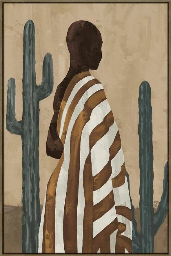 Pikturë dekorative Desert Bloom me kornizë, 80x120x4 cm, kafe-bezhë