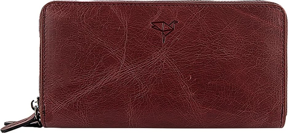 Portofol unisex, lëkurë natyrale, ngjyrë e kuqe e thellë, Zoozie Bags Orleanscrazy