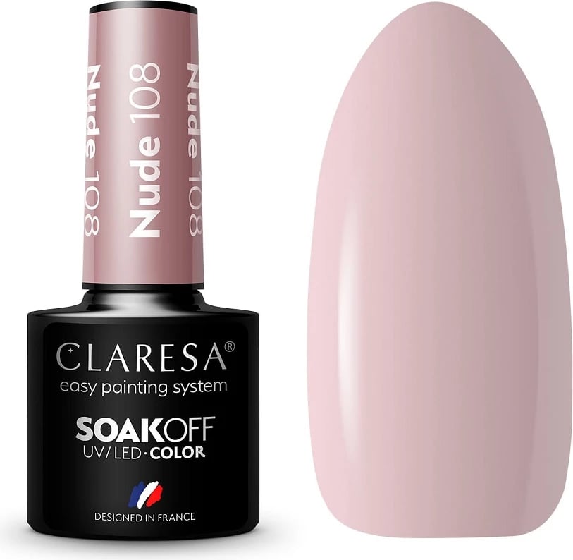 Llak për thonj për femra Claresa Soak Off UV/LED Nude Hybrid 108, 5g