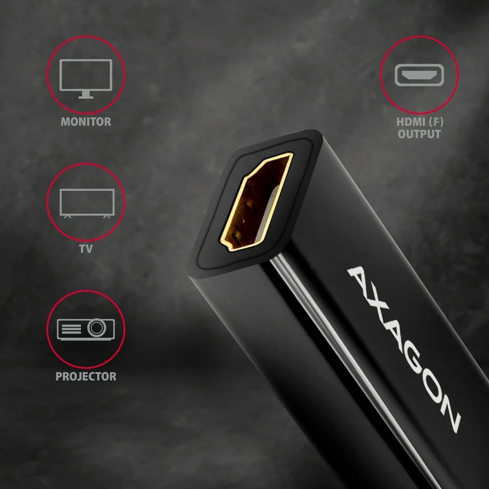 Adapter aktiv AXAGON RVDM-HI14N Mini DisplayPort në HDMI, 4K/30Hz, i zi