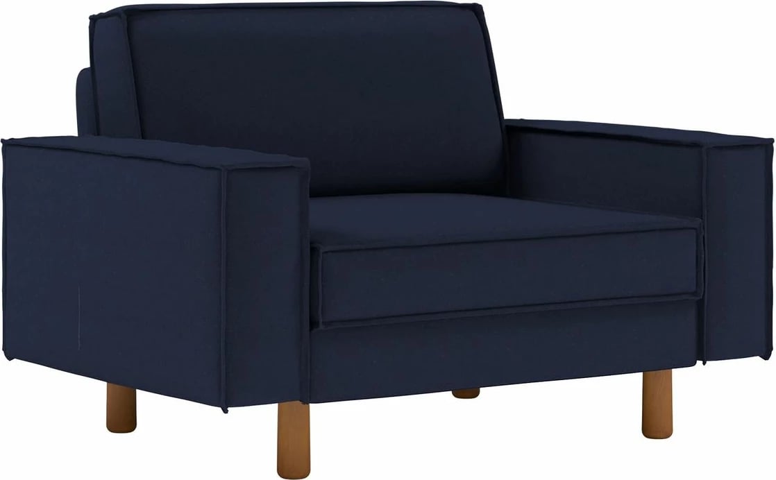 Karrige divan një vendës, ngjyrë blu nate, këmbë dru arre, Atelier del Sofa, Sparrow Loveseat