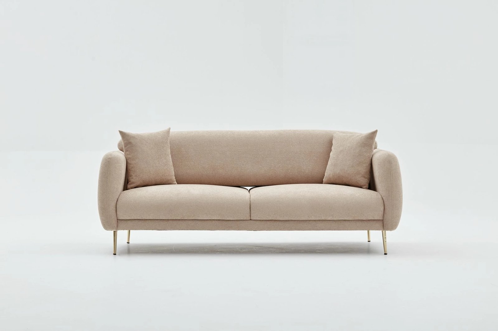 Divan-krevat treshe Simena, bezhë, këmbë metalike, Atelier del Sofa