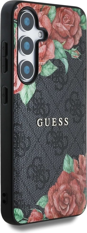 Mbështjellës Guess Leather 4G Flowers Print Metal Classic Logo MagSafe për Samsung Galaxy S25, Zi Mbështjellës Guess Leather 4G Flowers Print Metal Classic Logo MagSafe për Samsung Galaxy S25, Zi