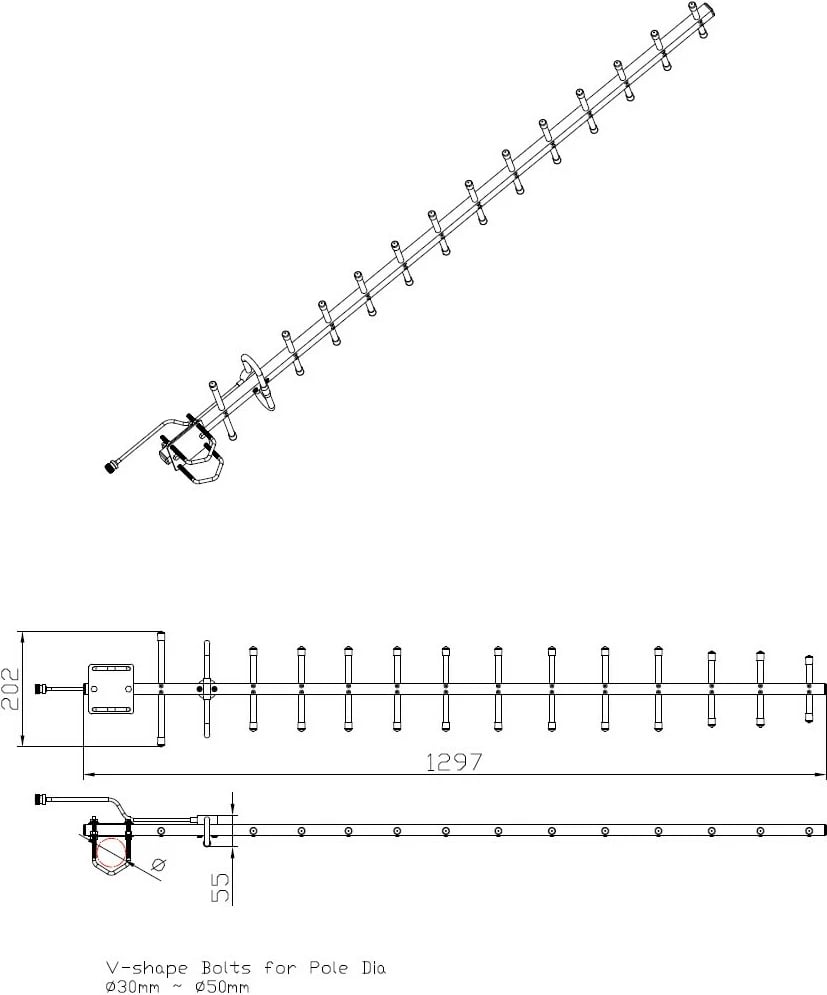 Antenë Yagi ALLNET ANT-868-14dbi, 868MHz, 14dbi, N-Female, argjendtë