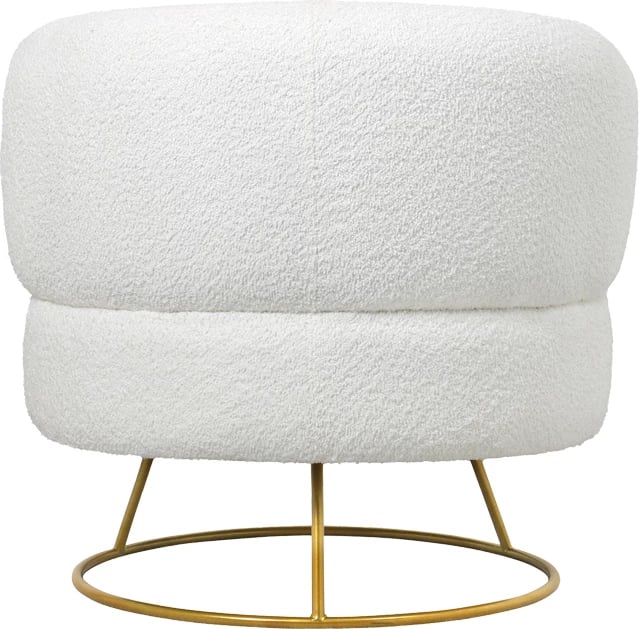 Fotel Connie, stof bouclé krem, këmbë metalike ari, 87x81x81cm