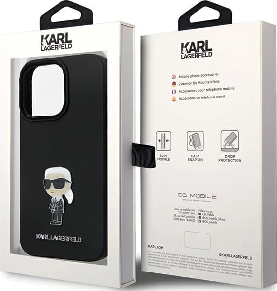 Mbështjellës Karl Lagerfeld KLHCP13XSMHKNPK për iPhone 13 Pro Max, silikon, i zi