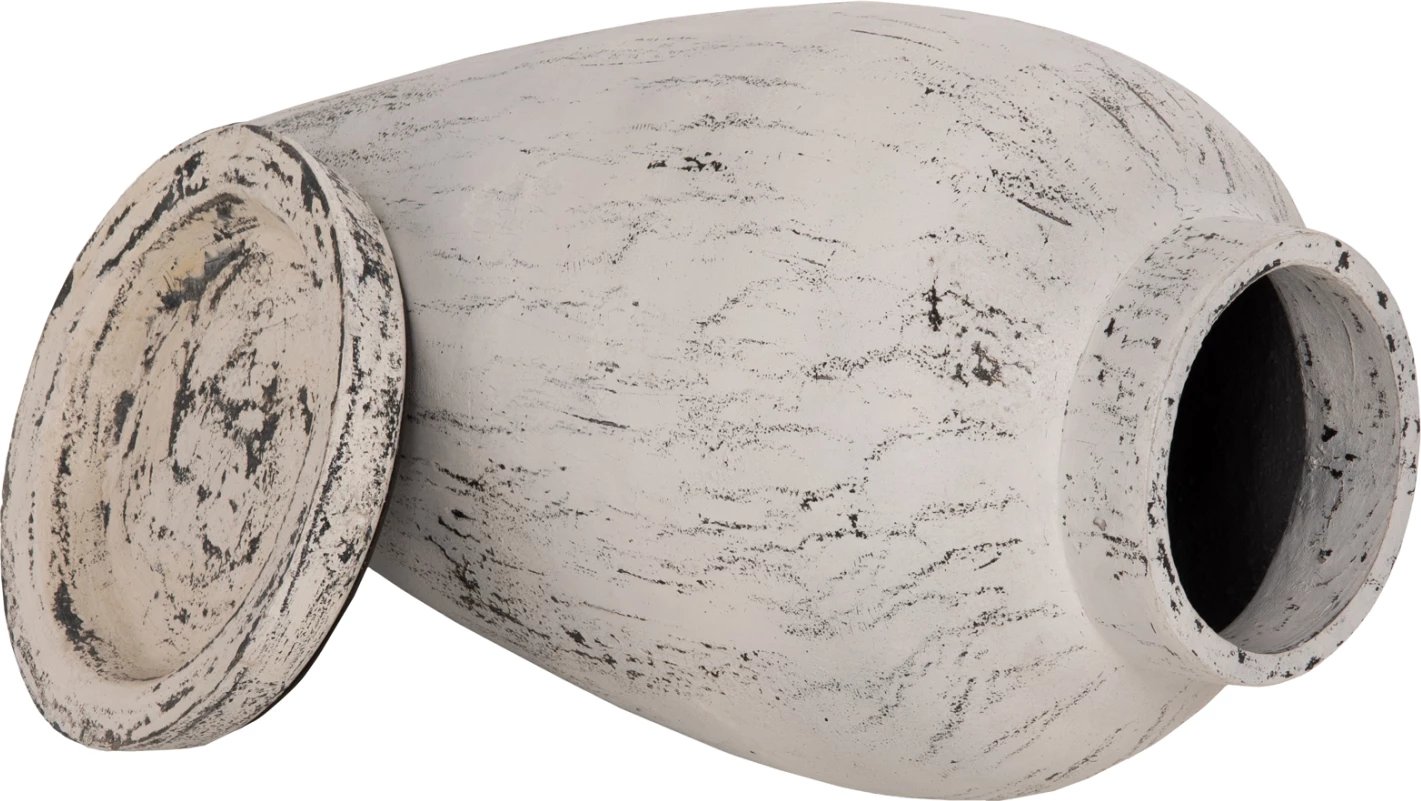 Vazo dekorative për dysheme me bazë pjatë LAUREL FH7938 terrakota në patinë të bardhë Φ40x80Hcm