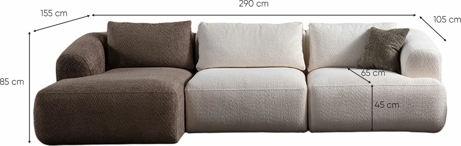 Këndare Sofia, kafe dhe e bardhë, Atelier del Sofa (Chl L + O1 + 1R)