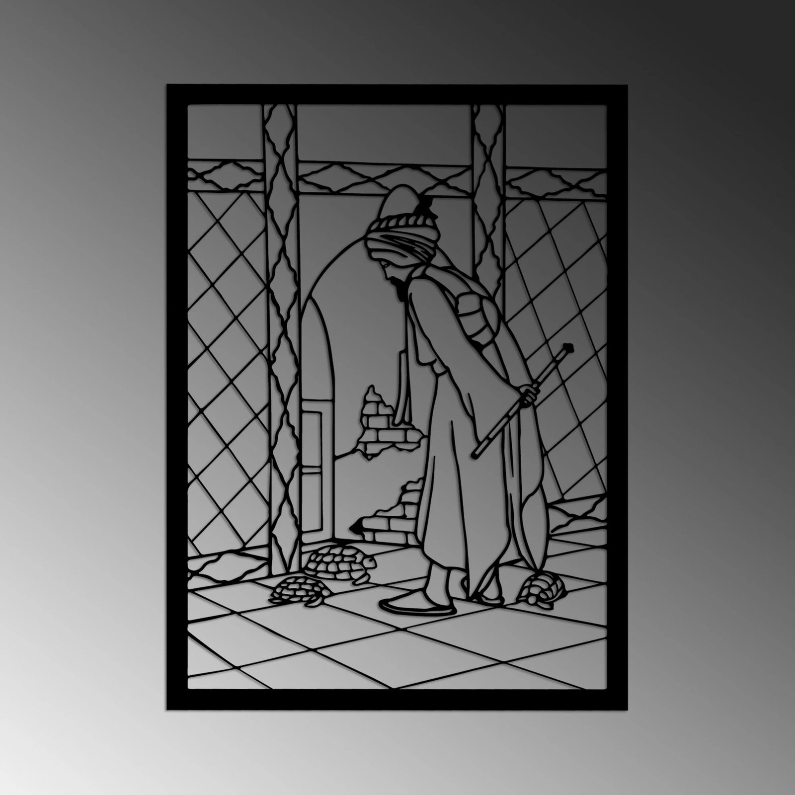 Aksesor dekorativ metalik për mur, Wallity, Osmanhamdı, ngjyrë e zezë, 41x56cm