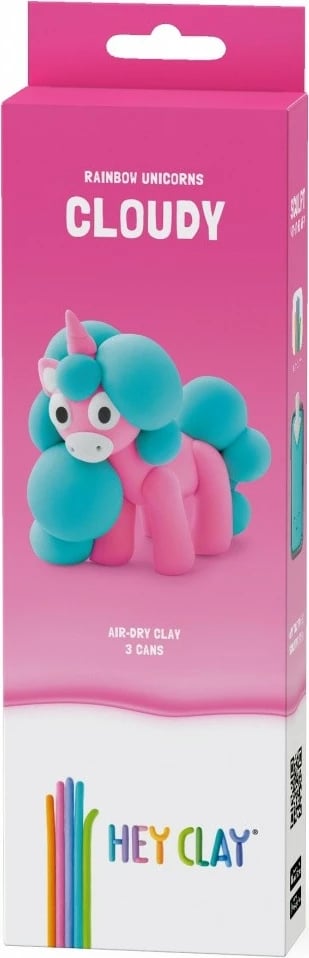 Masë modelimi Hey Clay Unicorns 3 copë, Cloudy, shumëngjyrëshe