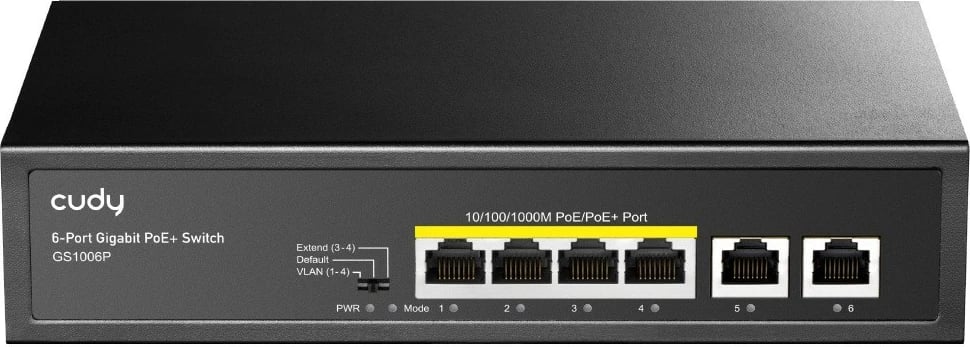 Switch Cudy GS1006P PoE+ 6 porta Gigabit (4 PoE + 2 uplink), PSU 65W, rack