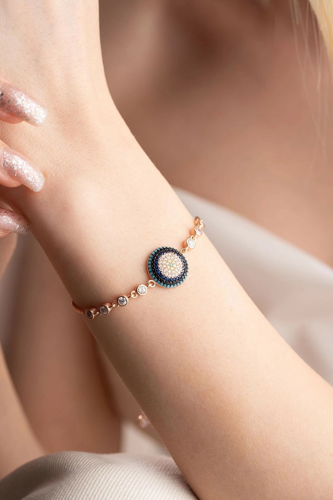 Byzylyk argjendi Jumeon, ngjyrë rozë e artë dhe kaltër e errët, NRZ999106