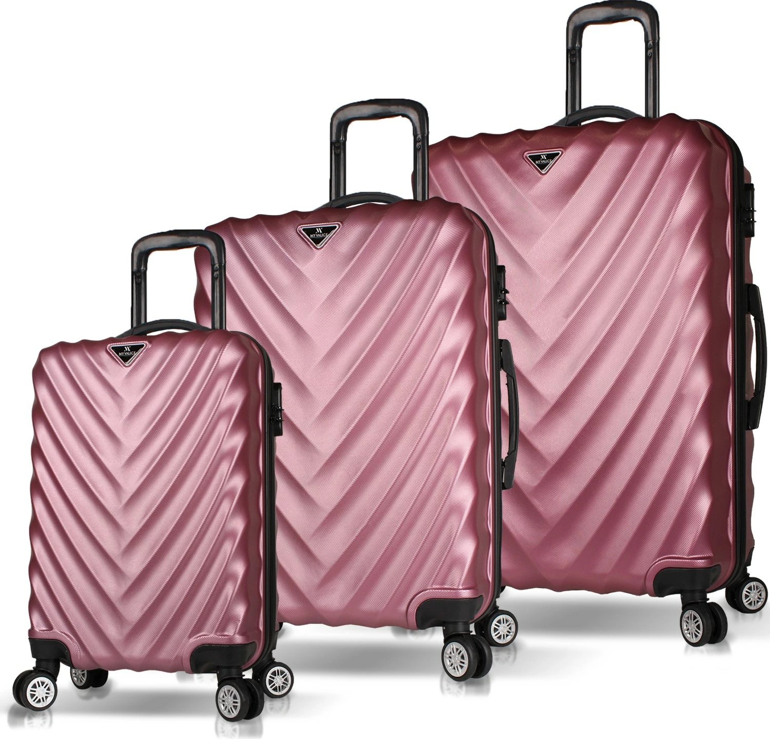 Set valixhesh (3 copë), ngjyrë rozë e artë, 6609