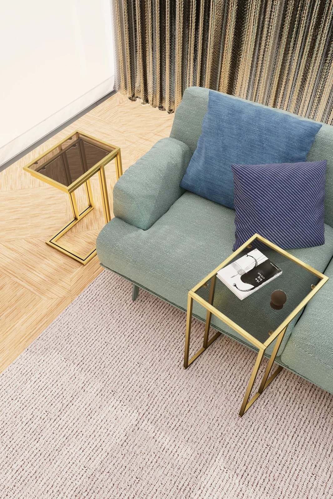 Set tavolinash të vendosshme (3 copë), Hanah Home, Ibiza C, ngjyrë ari, fume