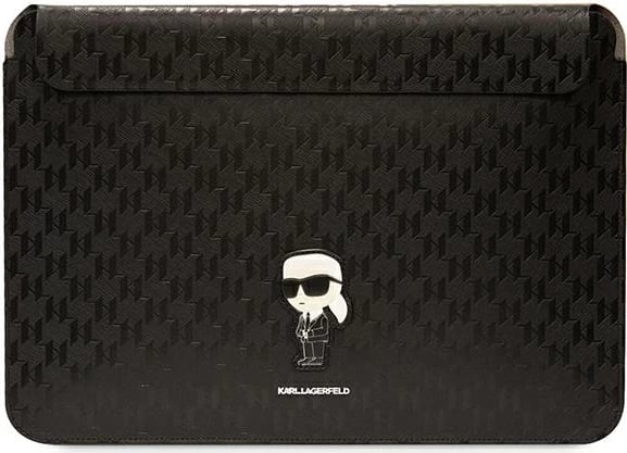 Mbështjellës laptopi Karl Lagerfeld Saffiano Monogram Ikonik, 14", i zi