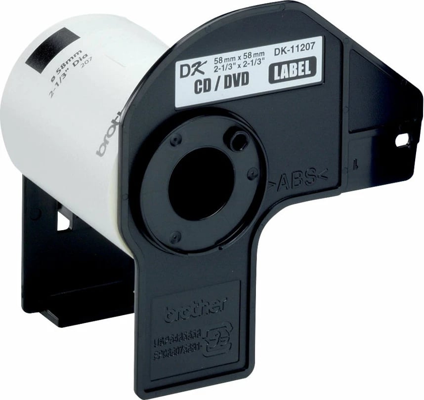 Etiketa CD/DVD Brother DK-11207, 58mm, 100 copë, Black on White