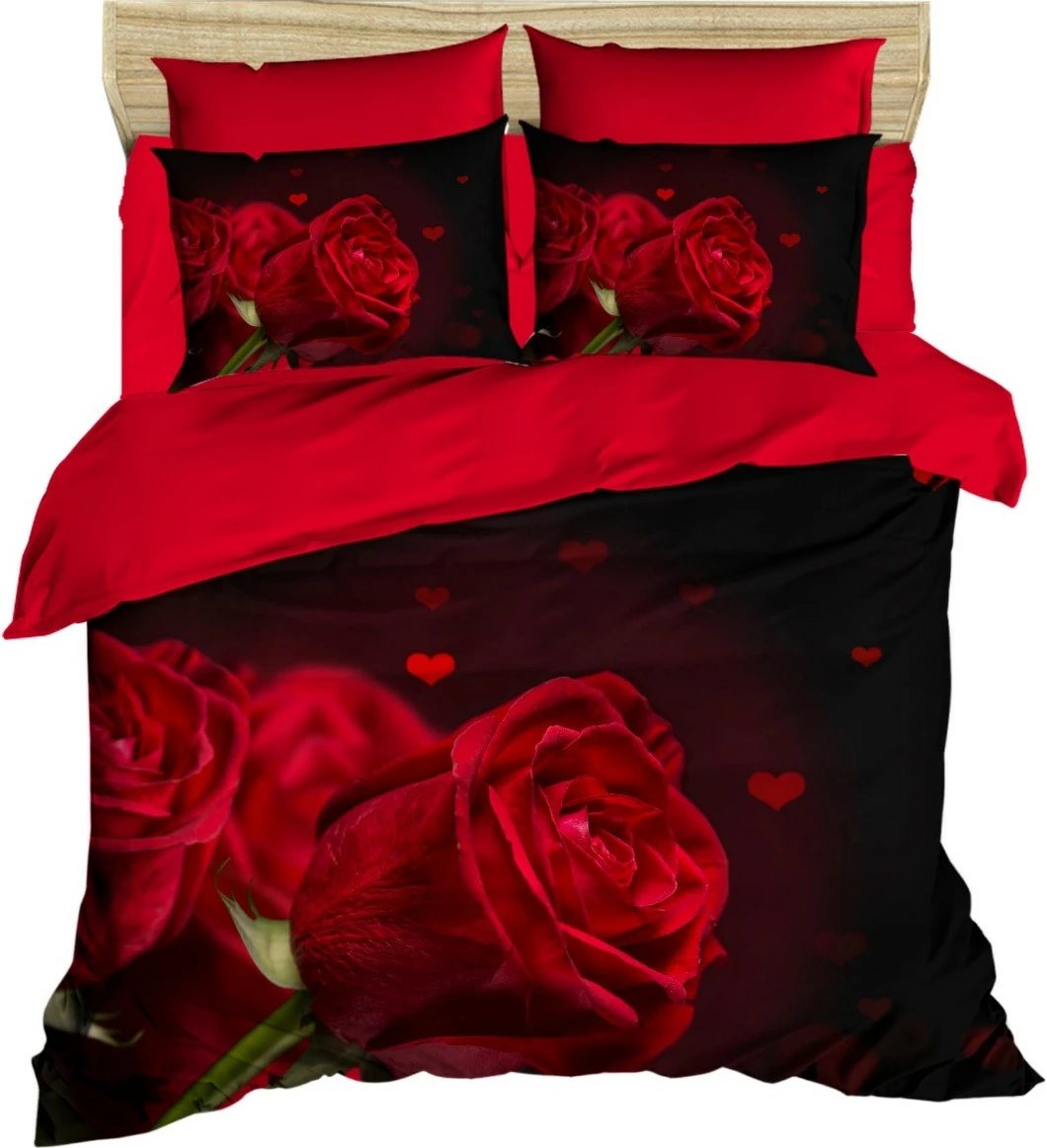 Set mbulesë për jorgan, një person, L'essentiel, 215, ngjyrë e kuqe dhe e zezë, me 3D printim, 160x220cm