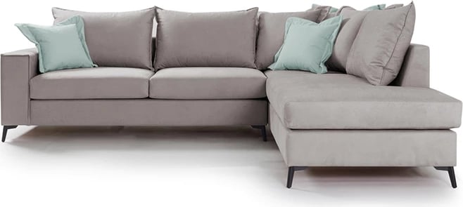 Divan qoshe Boston qoshe e majtë, pëlhurë, elephant-ciel, 290x235x95cm