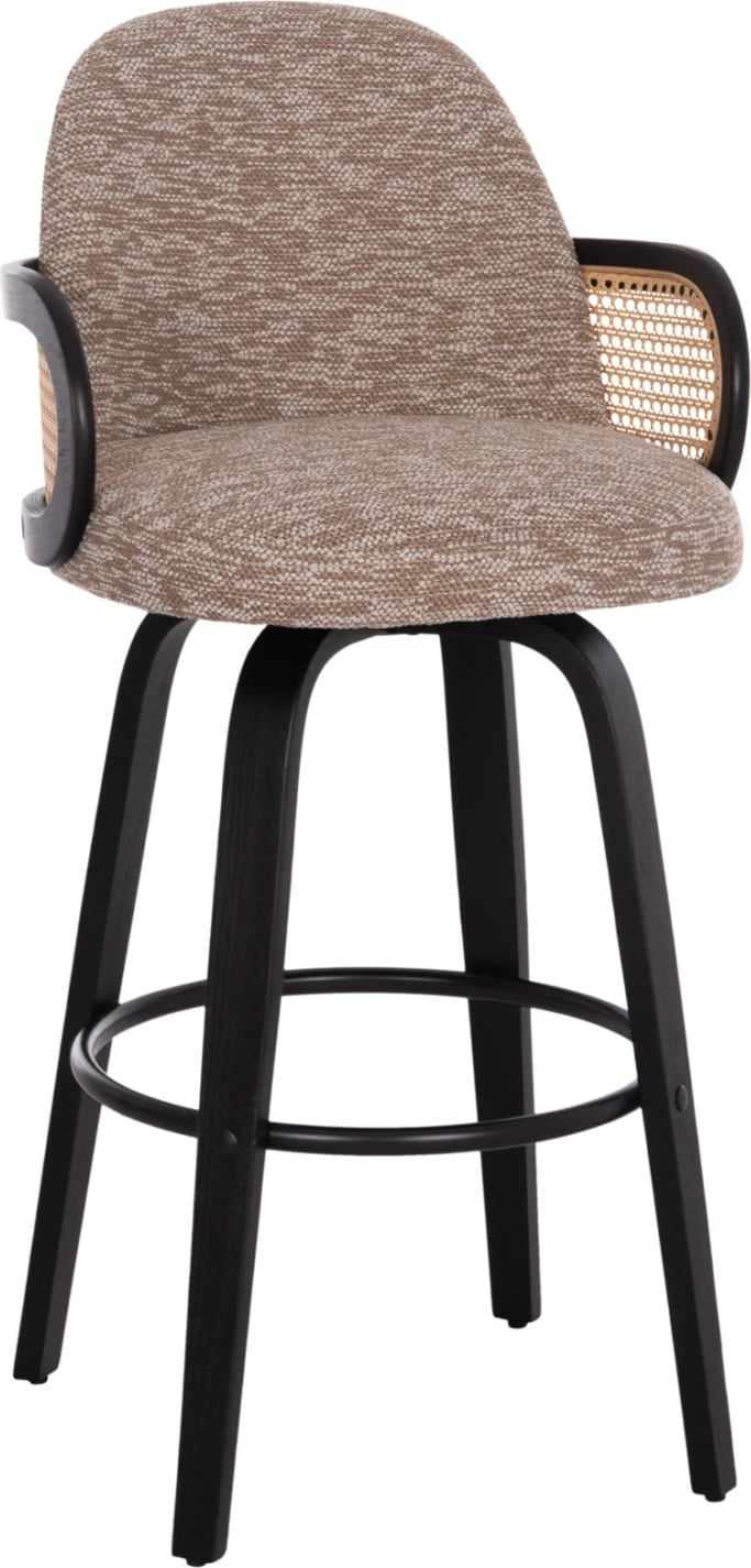 Karrige për bar rrotulluese BECKER, dru i zi, stof kafe, set 2 copë, FH18251.03, 50x52x100cm