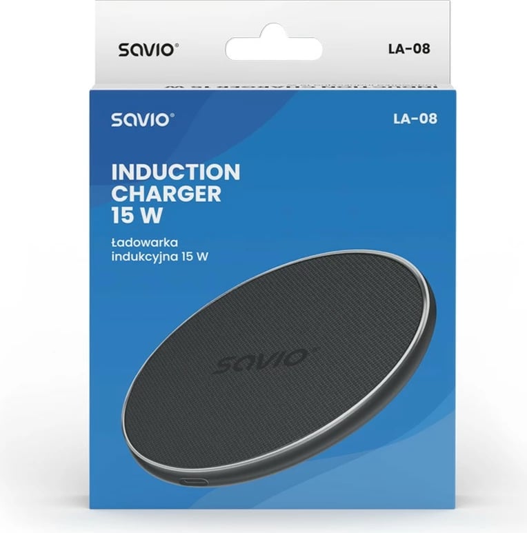 Karikues wireless Savio LA-08, 15W, USB-C, Qi, i zi