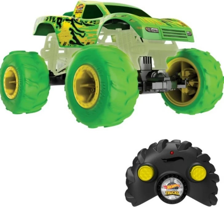 Makine lodër me telekomandë Hot Wheels Monster Trucks Gunkster, 1:15, Gjelbër/Verdhë