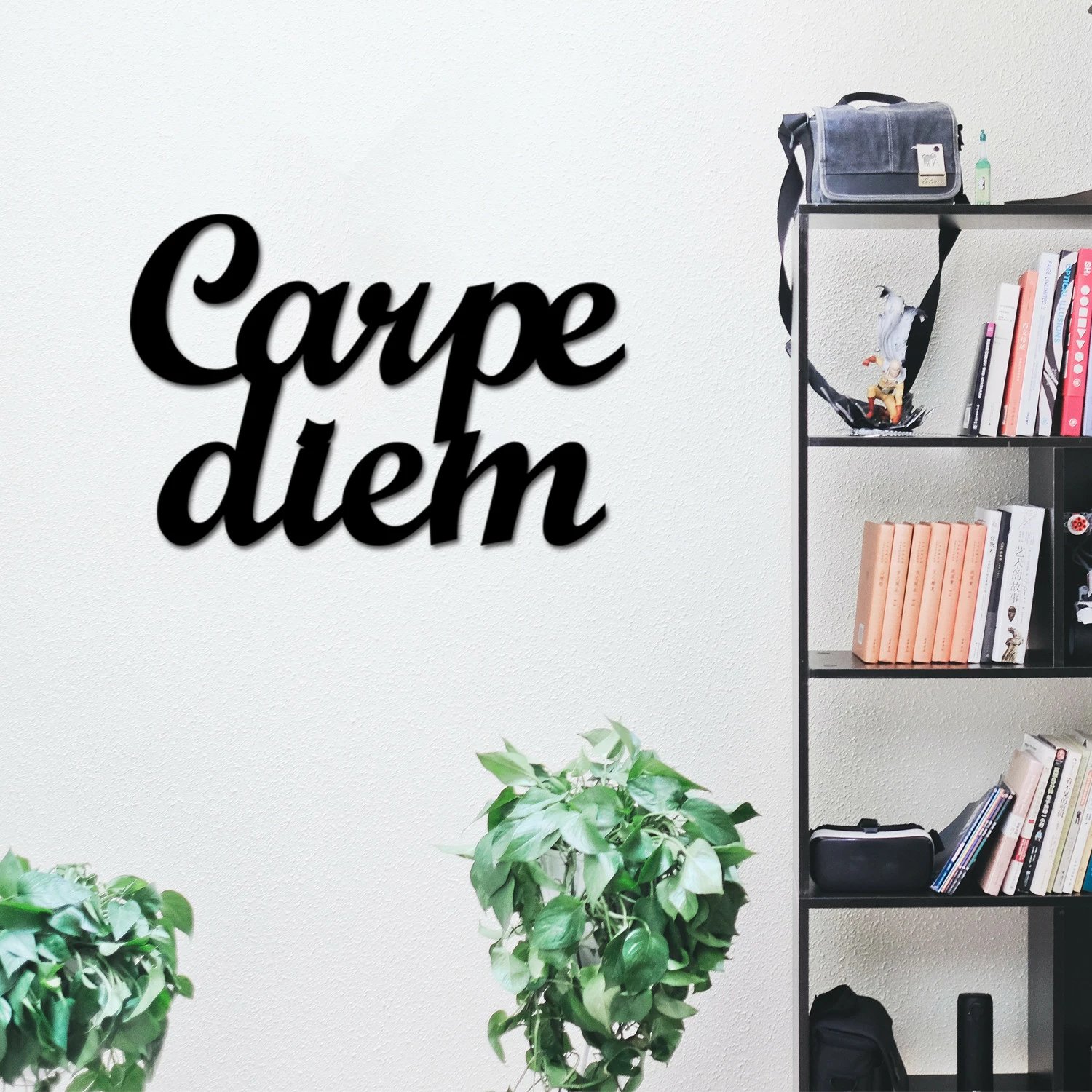 Aksesor dekorativ metalik për mur, Wallity, Carpediem 1, ngjyrë e zezë, 50x38cm