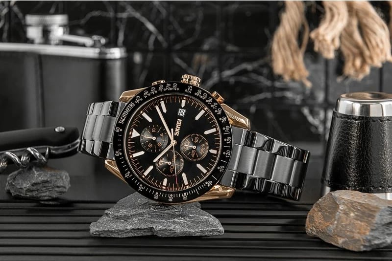 Orë dore për meshkuj Skmei, e zezë