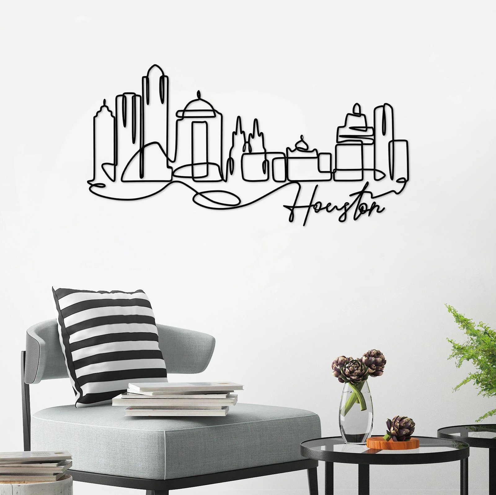 Aksesor dekorativ metalik për mur, Wallity, Houston