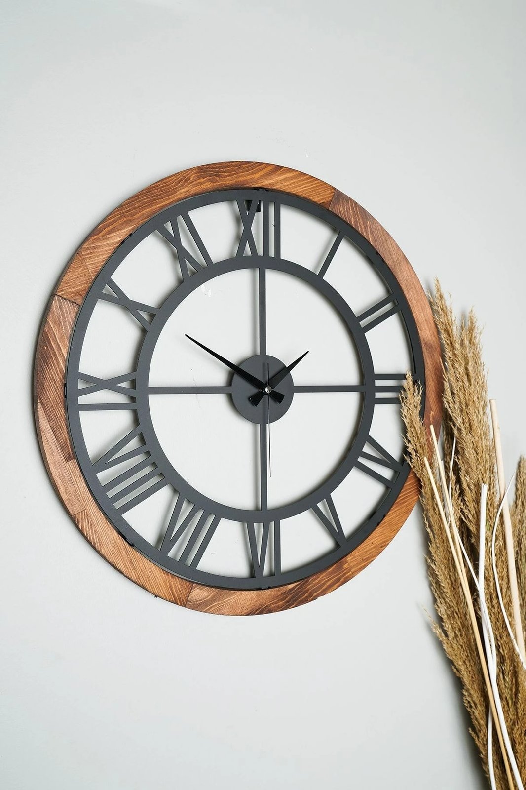 Orë muri dekorative prej metali, Wallity, Myk1195-10, ngjyrë arrë dhe e zezë