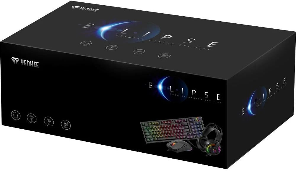 Yenkee YGS 03 Premium ECLIPSE, Gaming set 3ne1 Tastierë maus dhe kufje