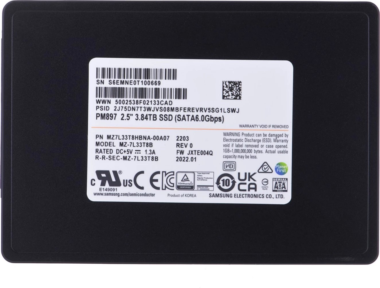 Disk SSD Samsung PM897 SATA,  2.5", 3840GB 