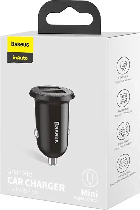 Karikues veture Baseus Grain Pro CCALLP-01, 2x USB-A, 24W, argjend