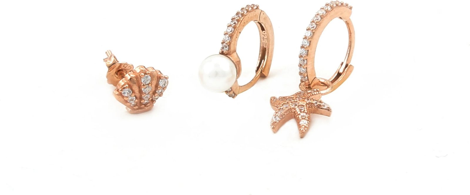 Vathë argjendi Jumeon, ngjyrë ari rozë, 11388ROS, set prej 3 copësh