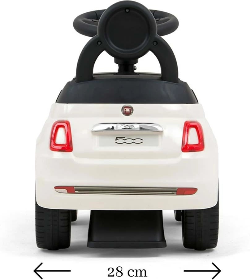 Makinë lodër shtytëse, Milly Mally, FIAT 500, për 12–36 muaj, me borinë dhe melodi, hapësirë nën ulëse, rozë