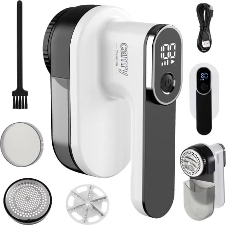 Heqës pushash, Camry, CR 9620, 3 shpejtësi 6500/7500/8500 rpm, bateri 2000mAh, prerje 6.5 cm, i rimbushshëm USB, bardh e zi