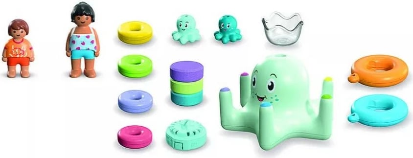 set lojërash uji, Playmobil Junior Aqua 71438 Colorful Octopus, 17 pjesë, për banjë, shumëngjyrësh