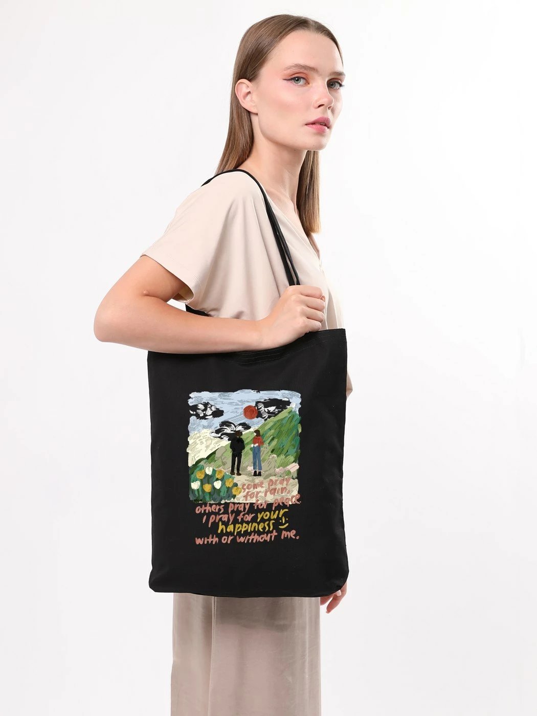 Çantë tote Zoozie Bags, 1881, e zezë, pambuk