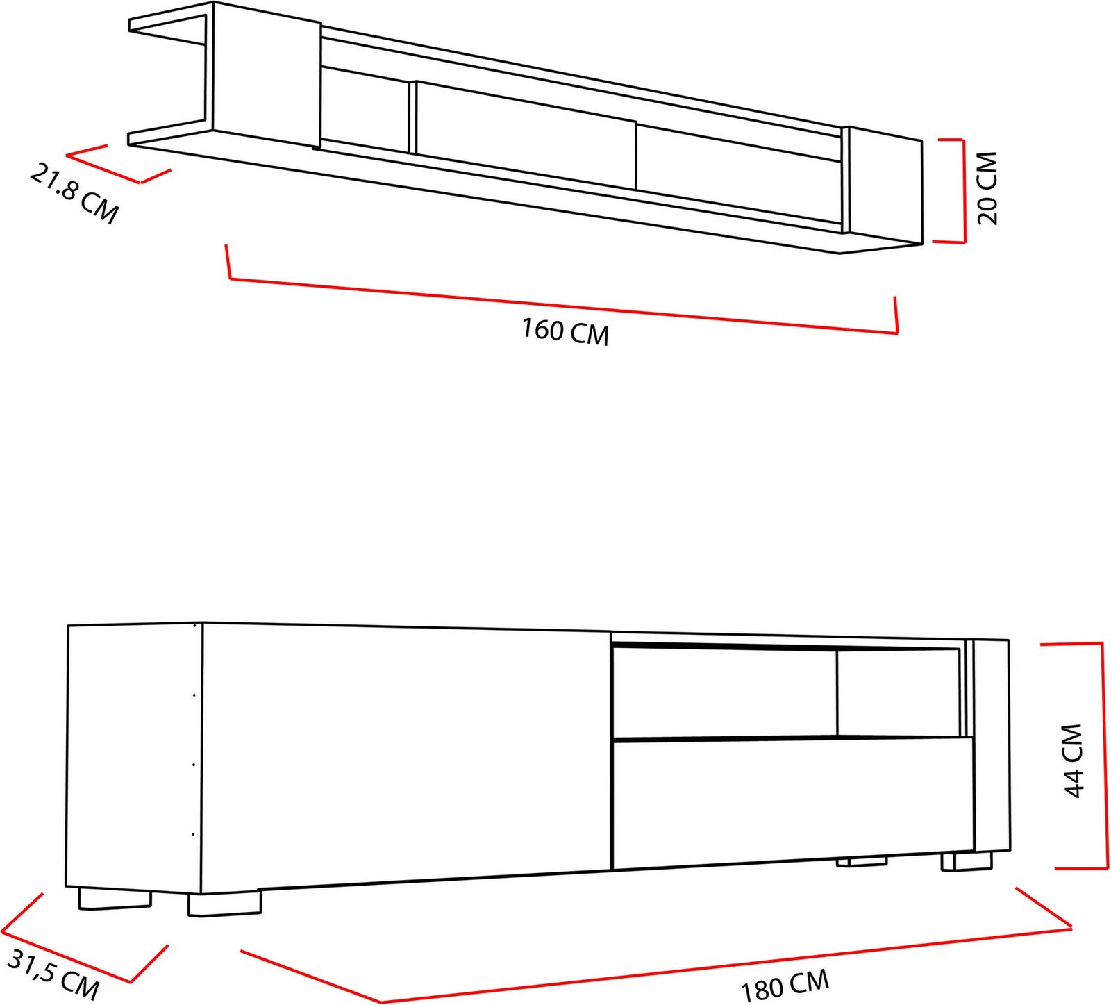 Njësi TV Skye Decor, Arya, e bardhë, Cordoba