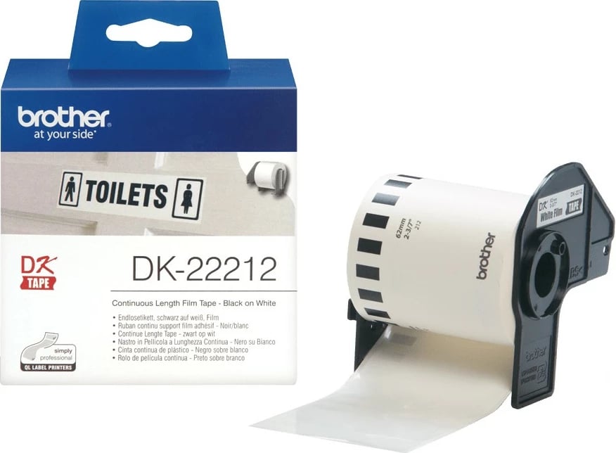 Etiketa Brother DK-22212, për P-Touch, rrotullë, zi në bardhë