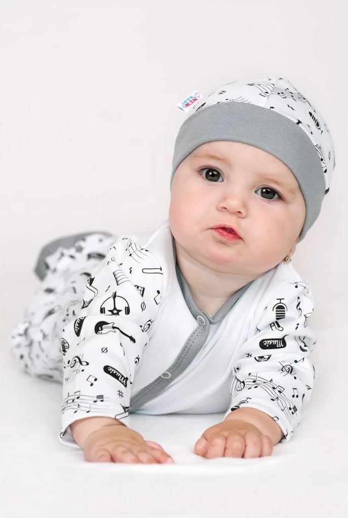 bluzë për bebe New Baby Music, 100% pambuk, gjatëmanga, madhësia 62 (3-6m), e bardhë