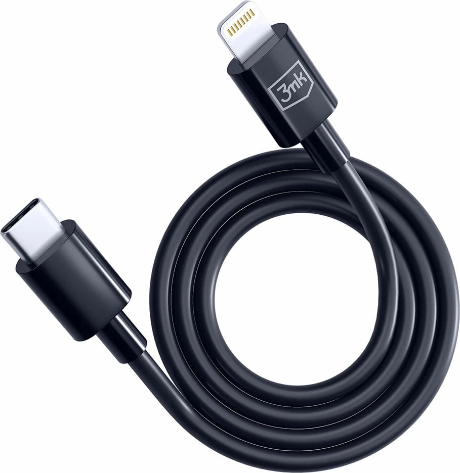 Kabllo USB-C në Lightning 3mk Hyper Cable, 1.2m, 20W, e zezë