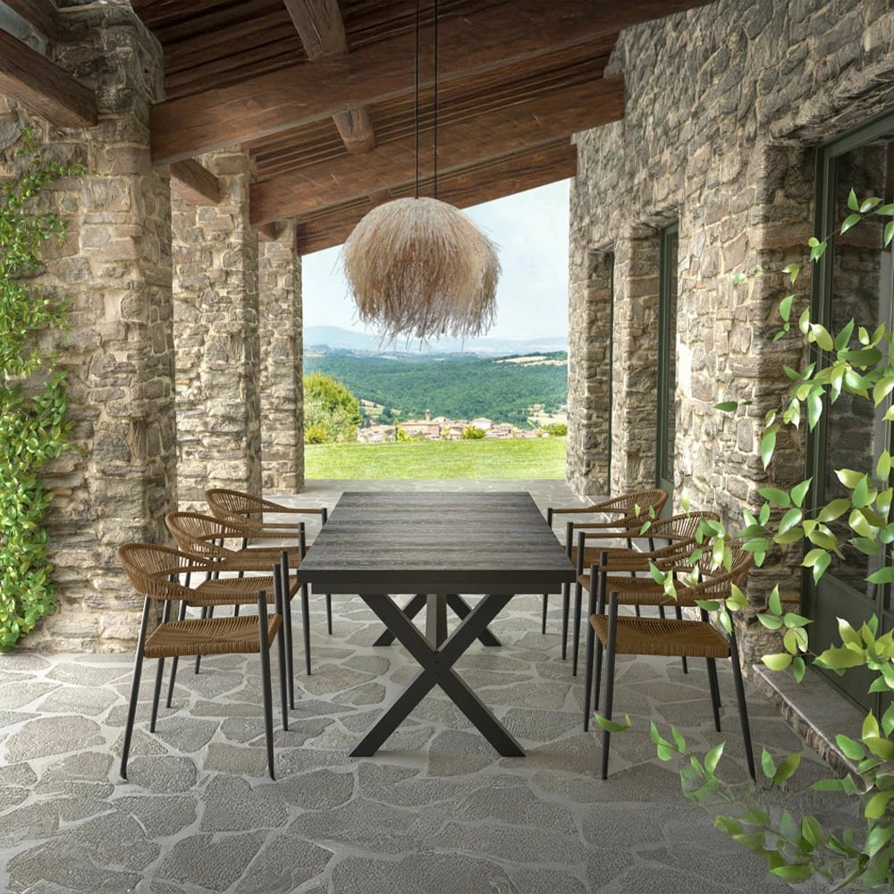 Tavolinë e zgjatshme Sorpresa, ngjyrë gri e errët, 202x101x77