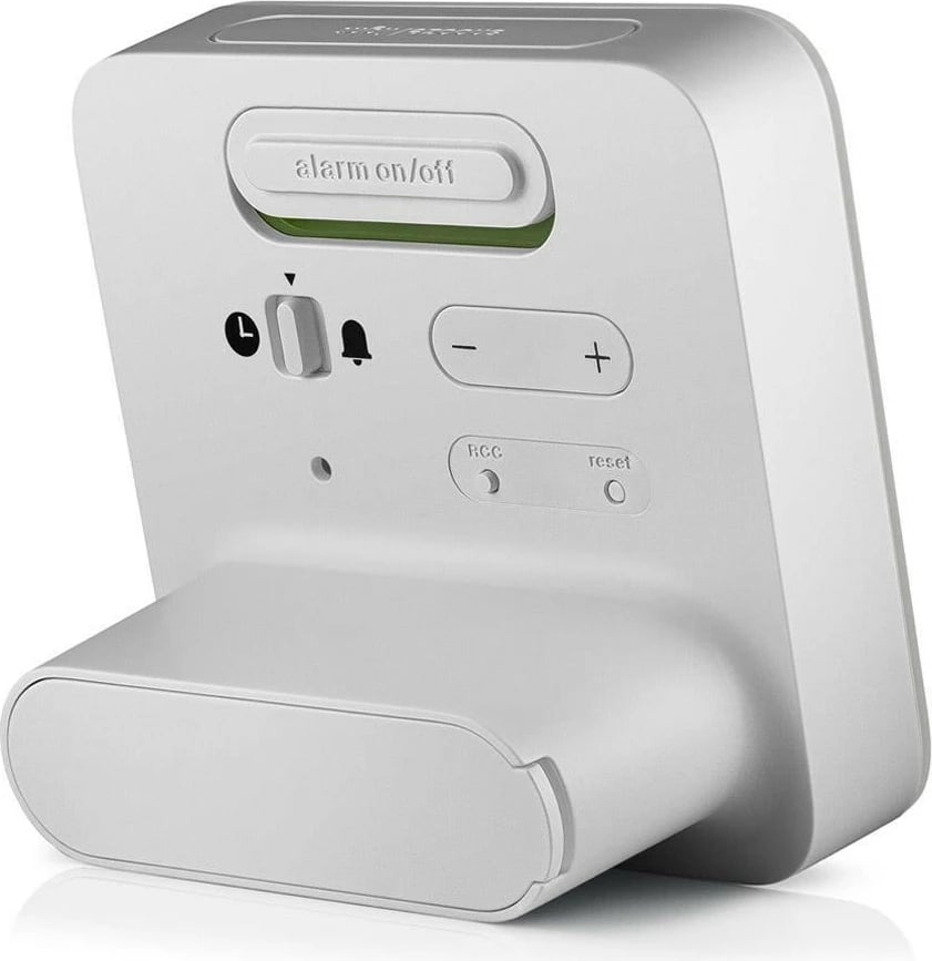 Orë alarmi digjitale Braun BC09-DCF, LCD, 12/24h, e bardhë