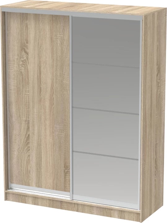 Dollap rrëshqitës dy-fletësh me pasqyrë, ngjyrë sonoma, 160x60x220cm