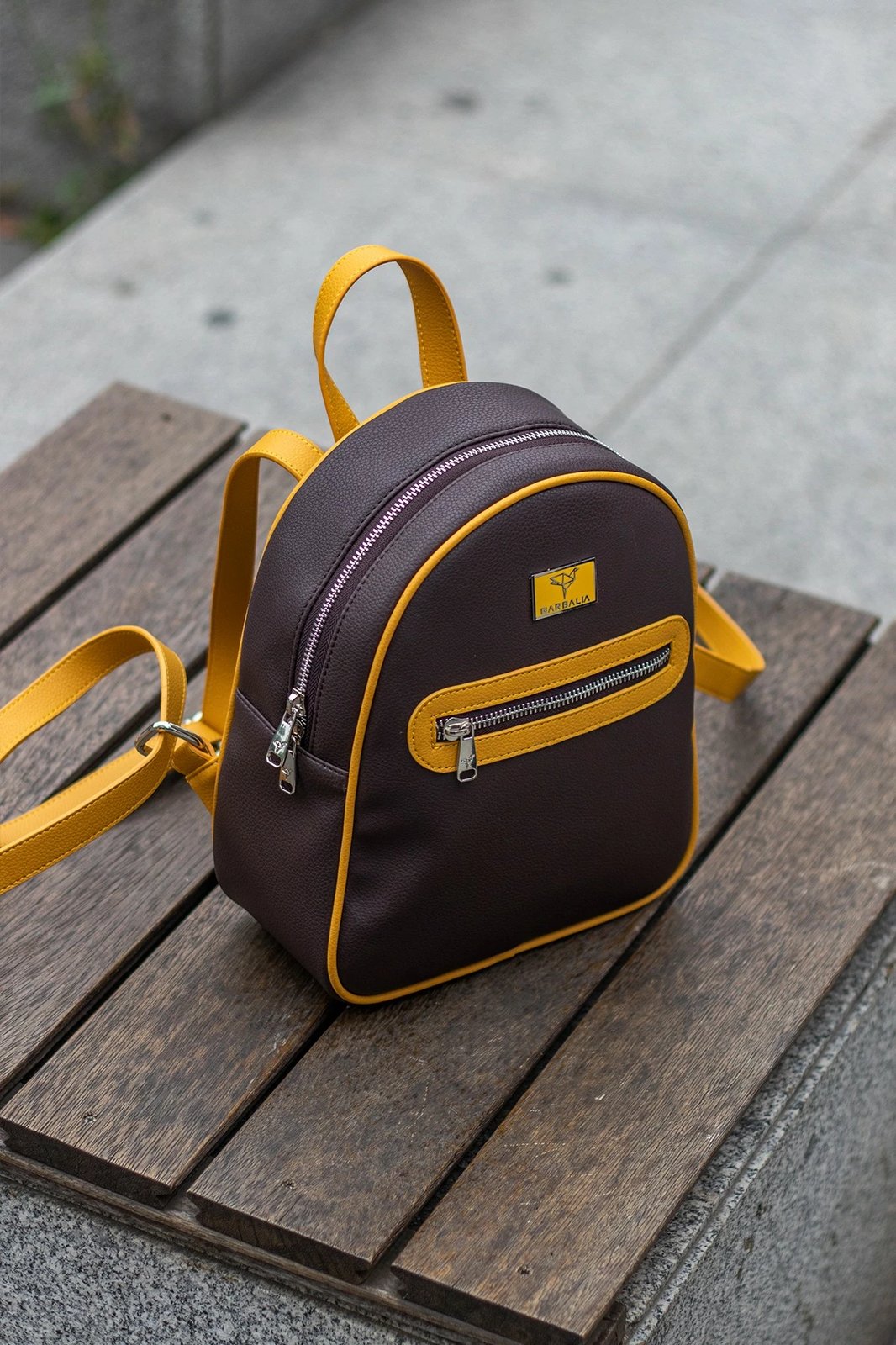 Çantë shpine Zoozie Bags Oslo, kafe-verdhë